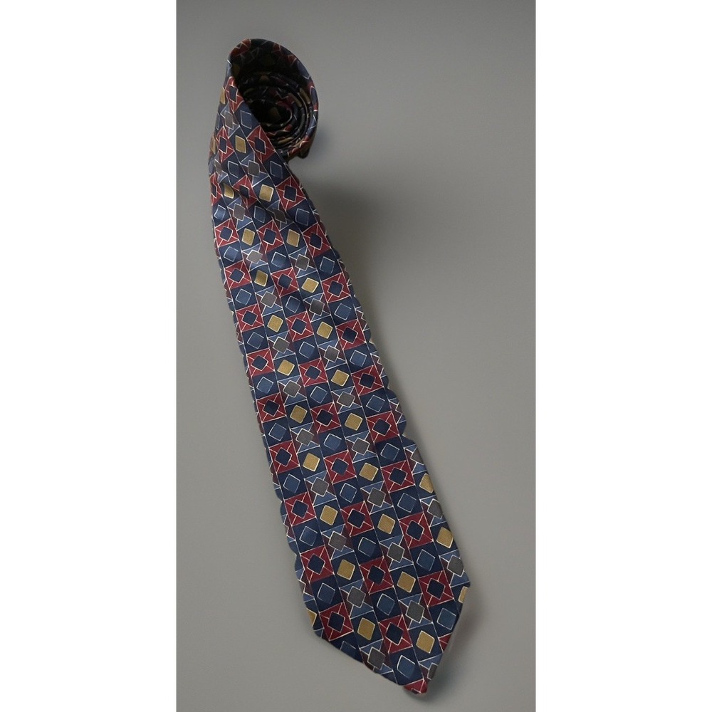 Mallory & Church Neckwear Tie Multi Color Geometric USA Vintage 100% Silk JBHS